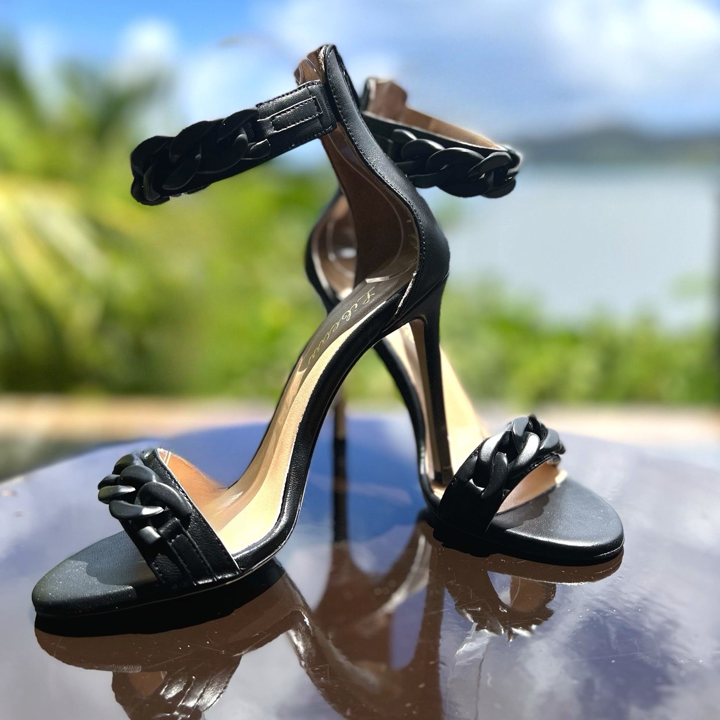 Black Chain Sandals, High Heels