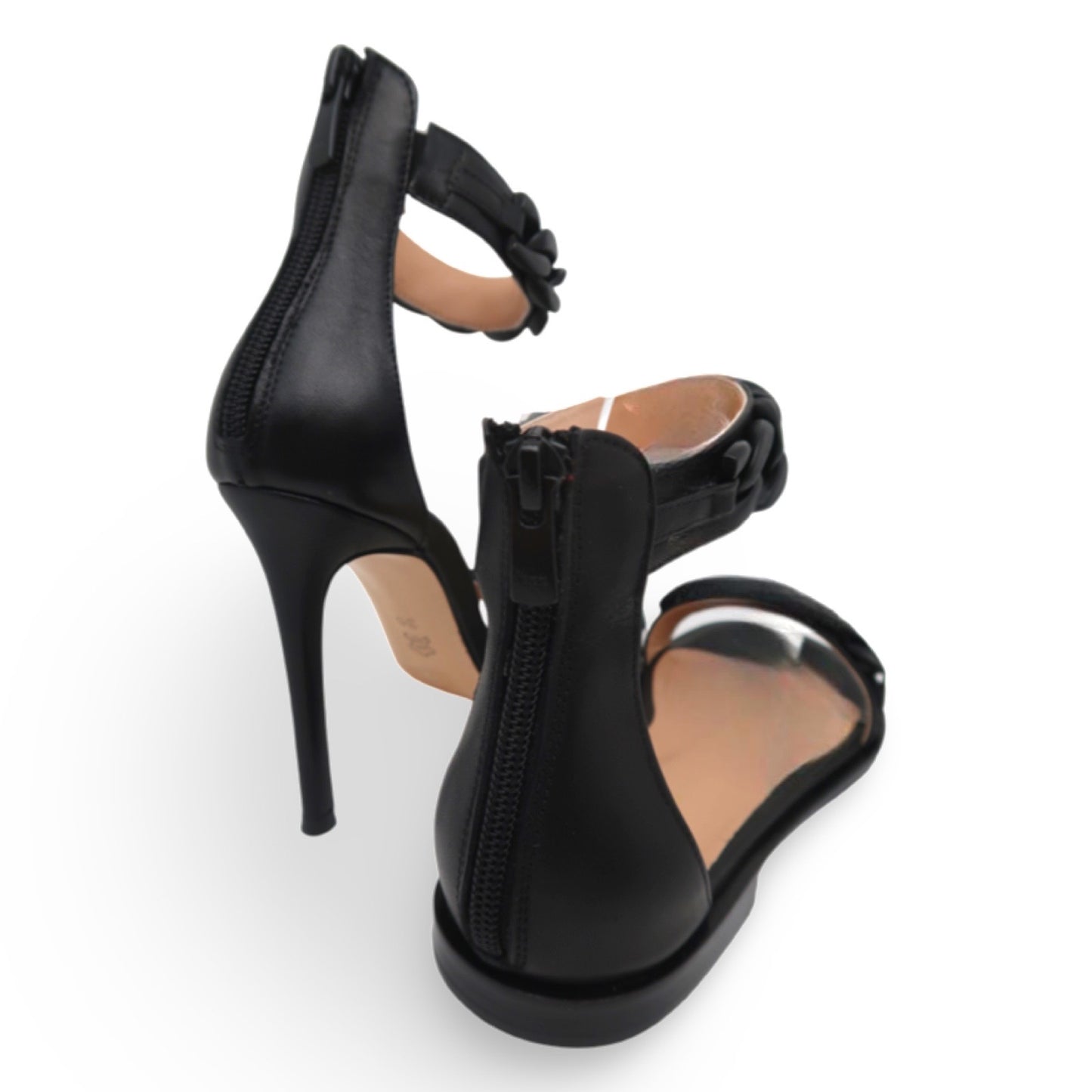 Black Chain Sandals, Flat Sole
