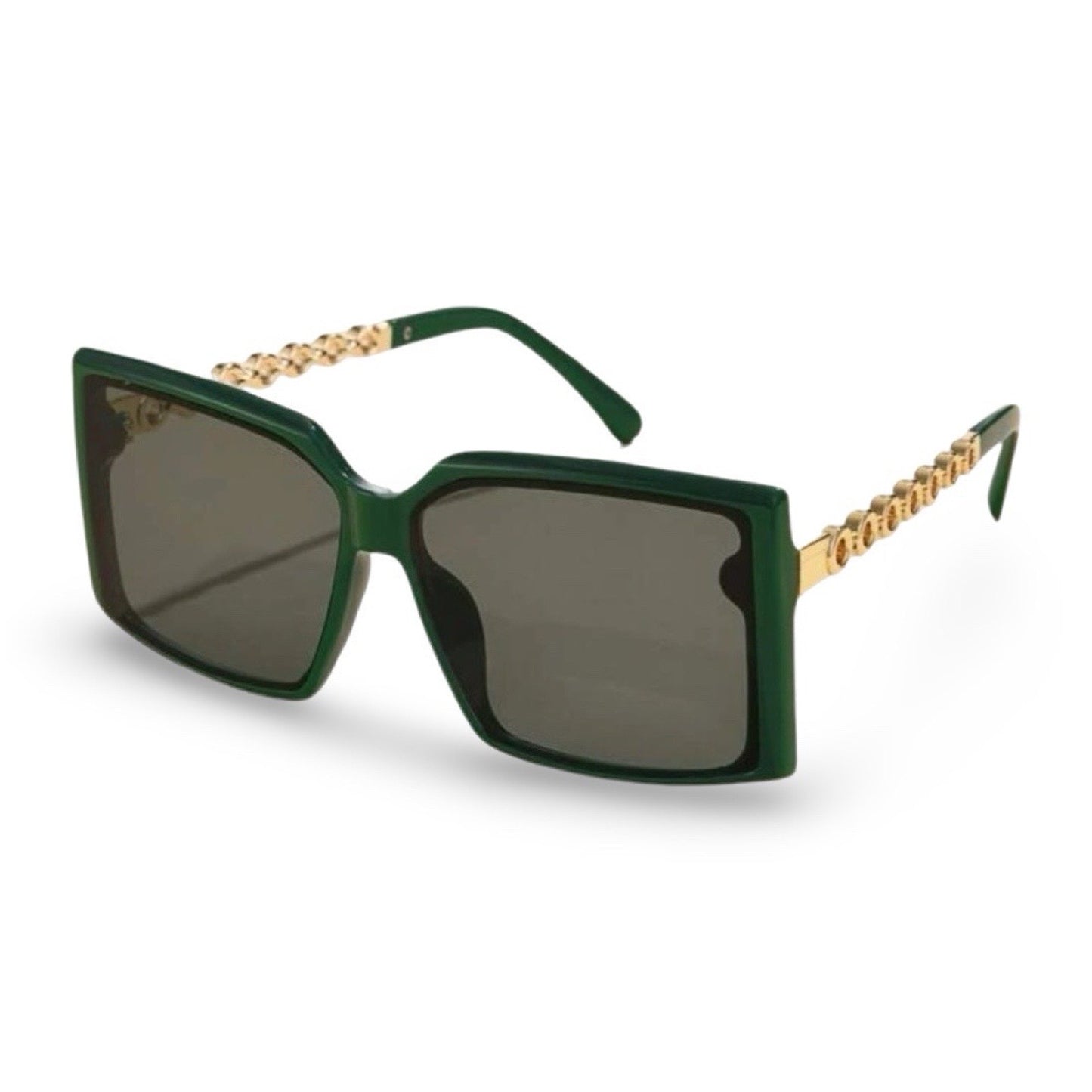 Modebrille in dunkelgrün, quadratische Form