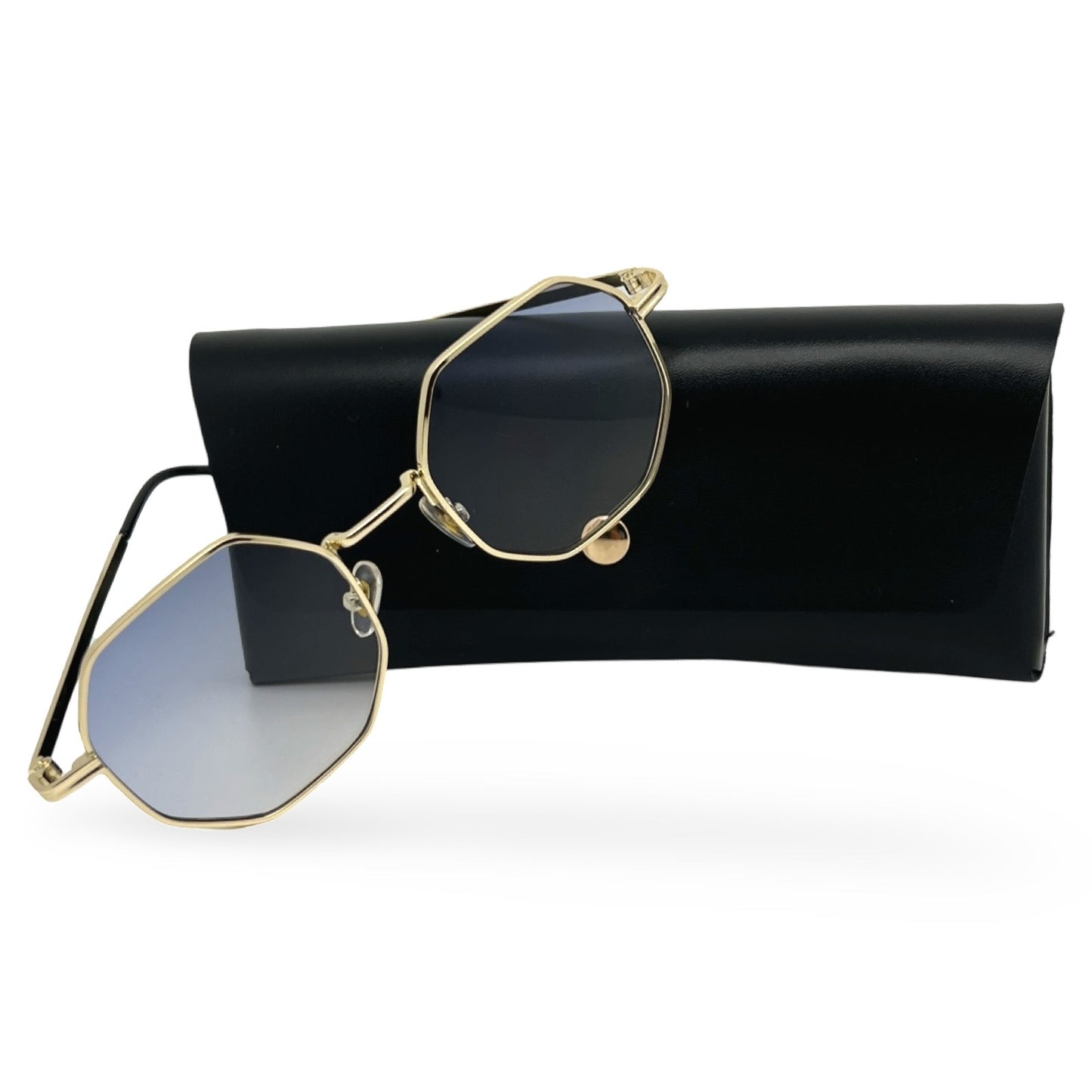 Modebrille hellblau, achteckig