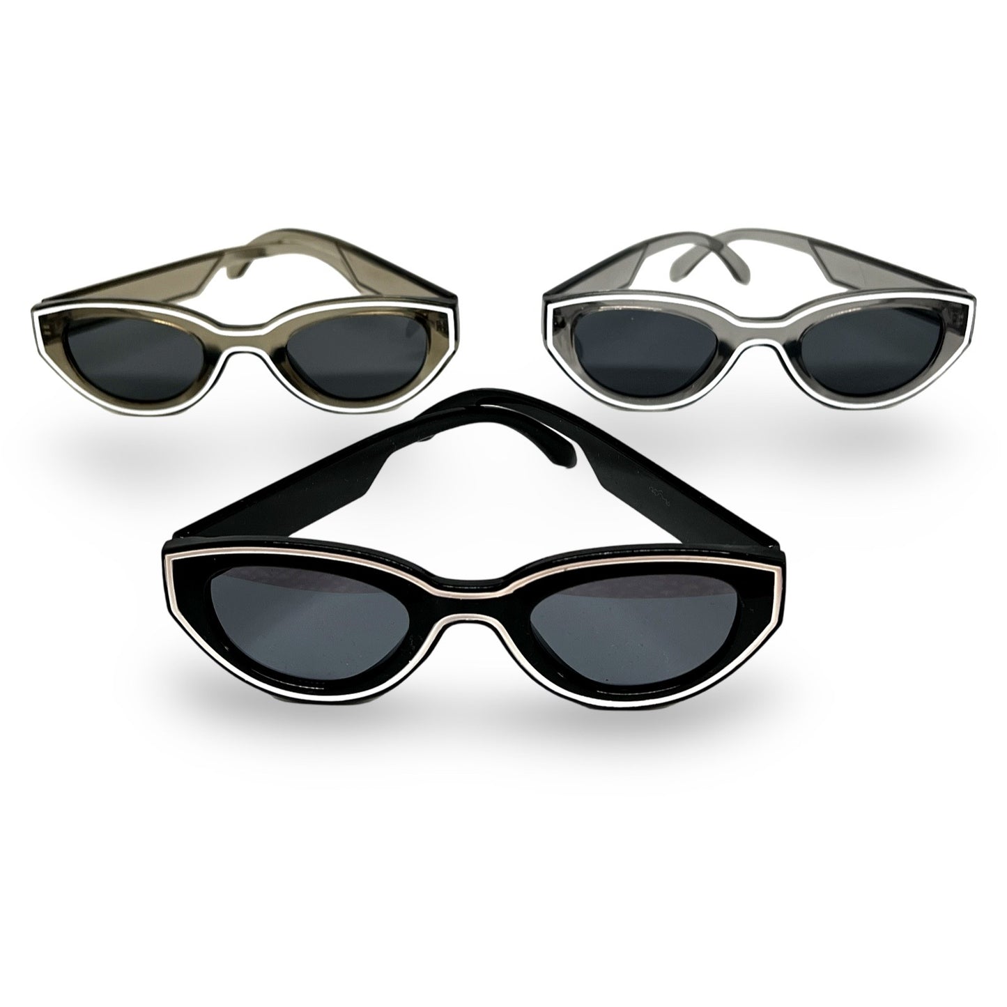 Modebrille, Fancy weiß umrandet, 3 Farben