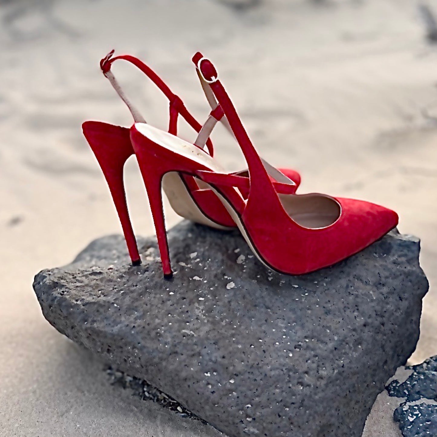 Red Seduction Sling Pumps