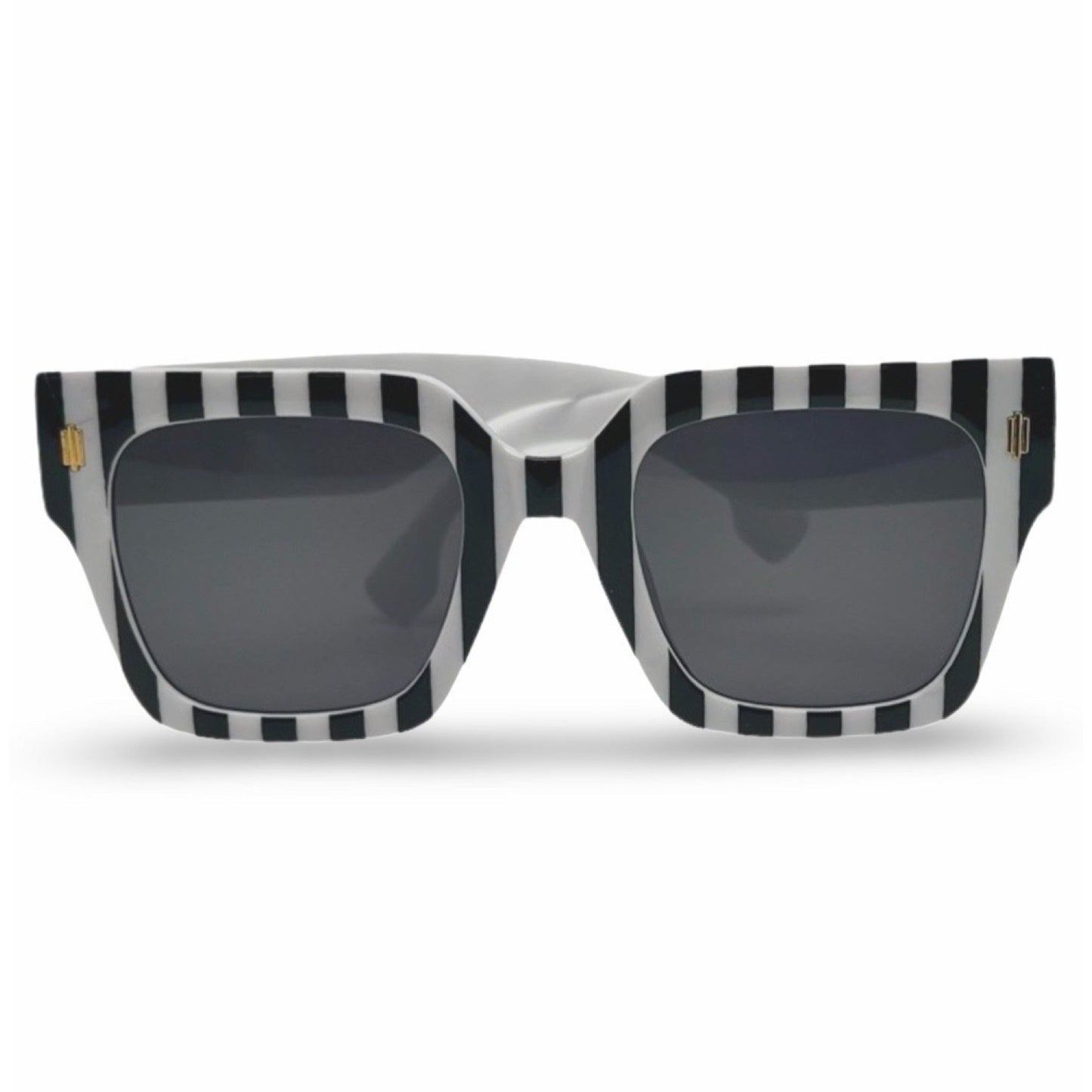 Modebrille in schwarz weiß, gestreift