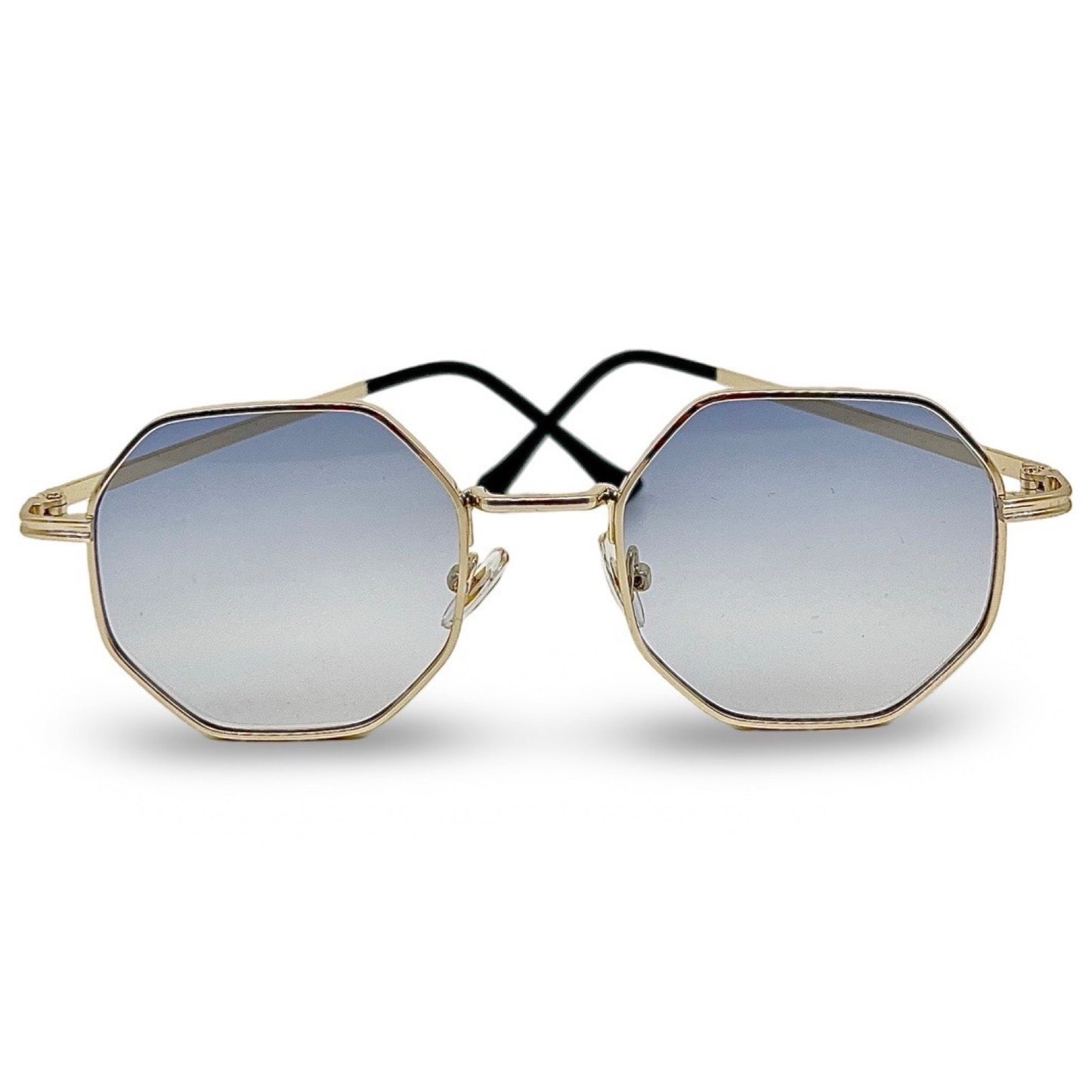 Modebrille hellblau, achteckig