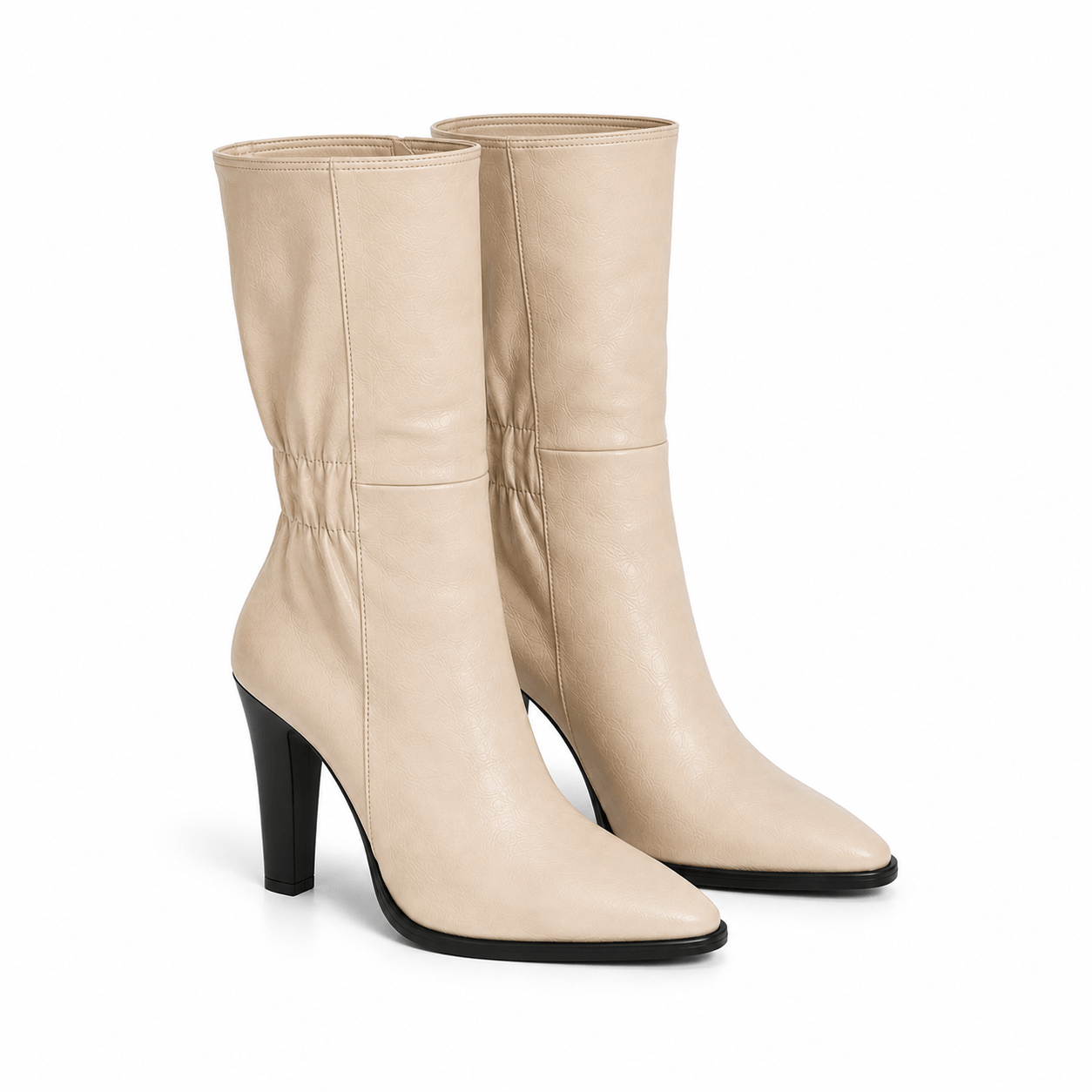Jaz Boots – Creme Leder High Heel Stiefel Damen