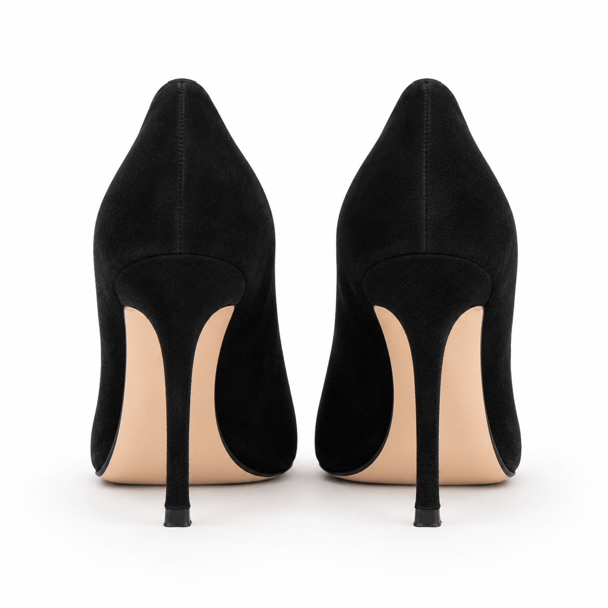 Alice Pumps – LiBEAU schwarze Wildleder-Pumps seitlich, geschlossene Zehenpartie und eleganter 10 cm Absatz, Seitenansicht | LiBEAU
