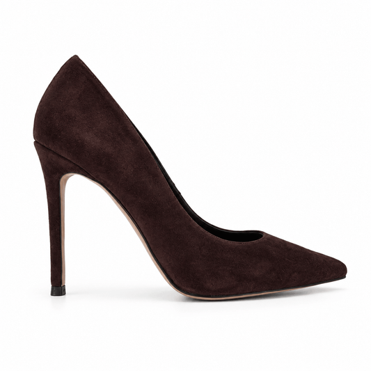 Ally Pumps Dunkelbraun Wildleder – Vorderansicht | LiBEAU
