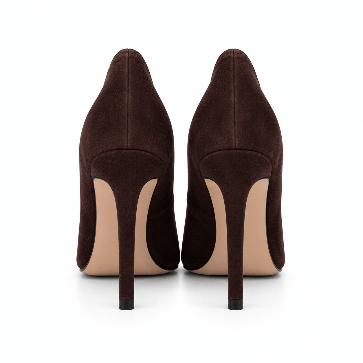 Ally Pumps Dunkelbraun Wildleder – Rückansicht Absatz | LiBEAU
