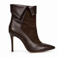 Autumn Stiefeletten – Damen Ankle Boots Dunkelbraun Leder High Heel Klassisch