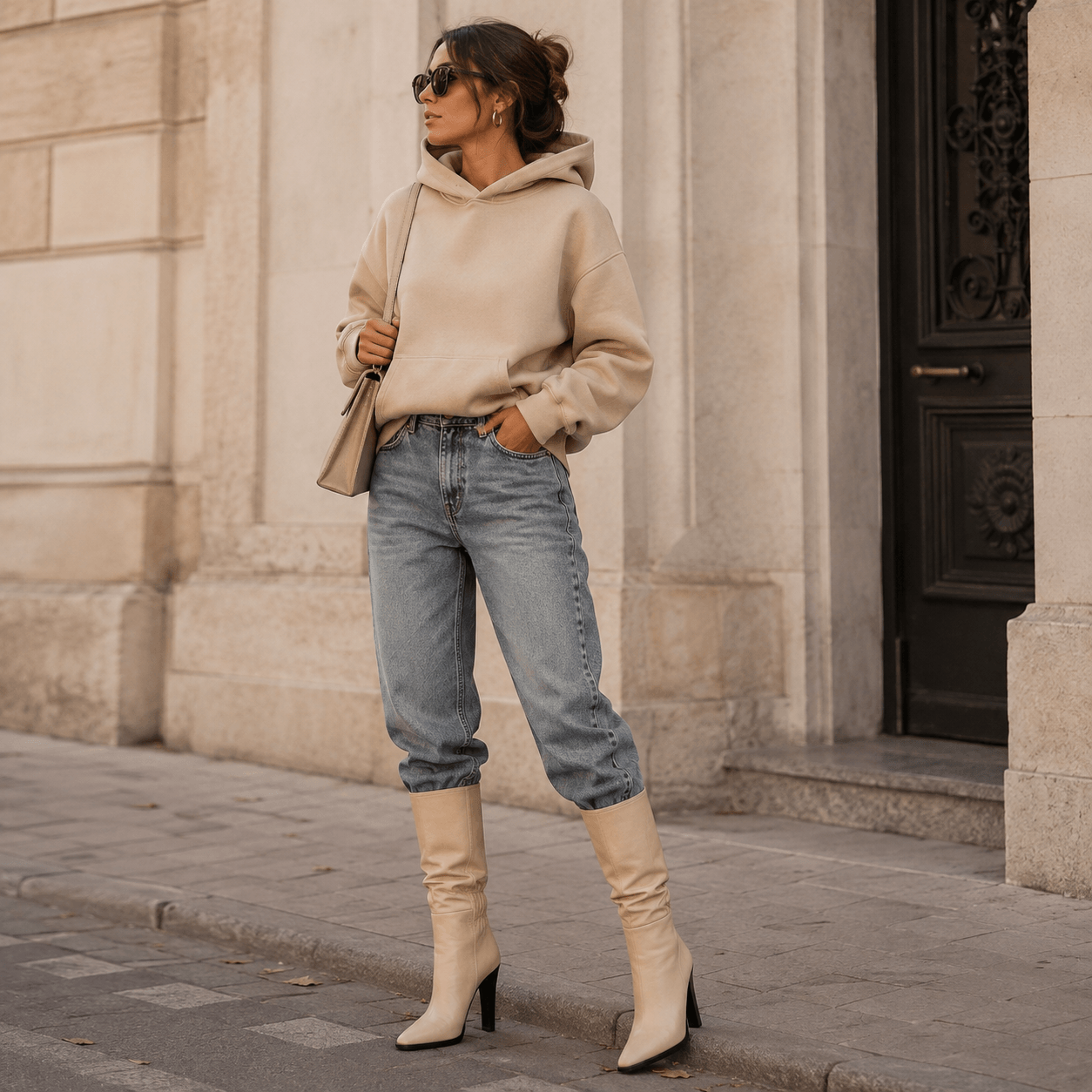 Jaz Boots – Creme Leder High Heel Stiefel Damen