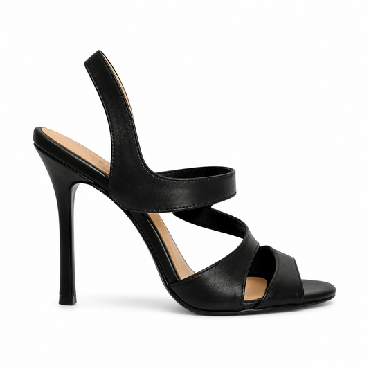 Black Swan Sandals – LiBEAU Damen High Heel Riemchensandalen in Schwarz aus Leder mit 10 cm Absatz, Produktansicht | LiBEAU
