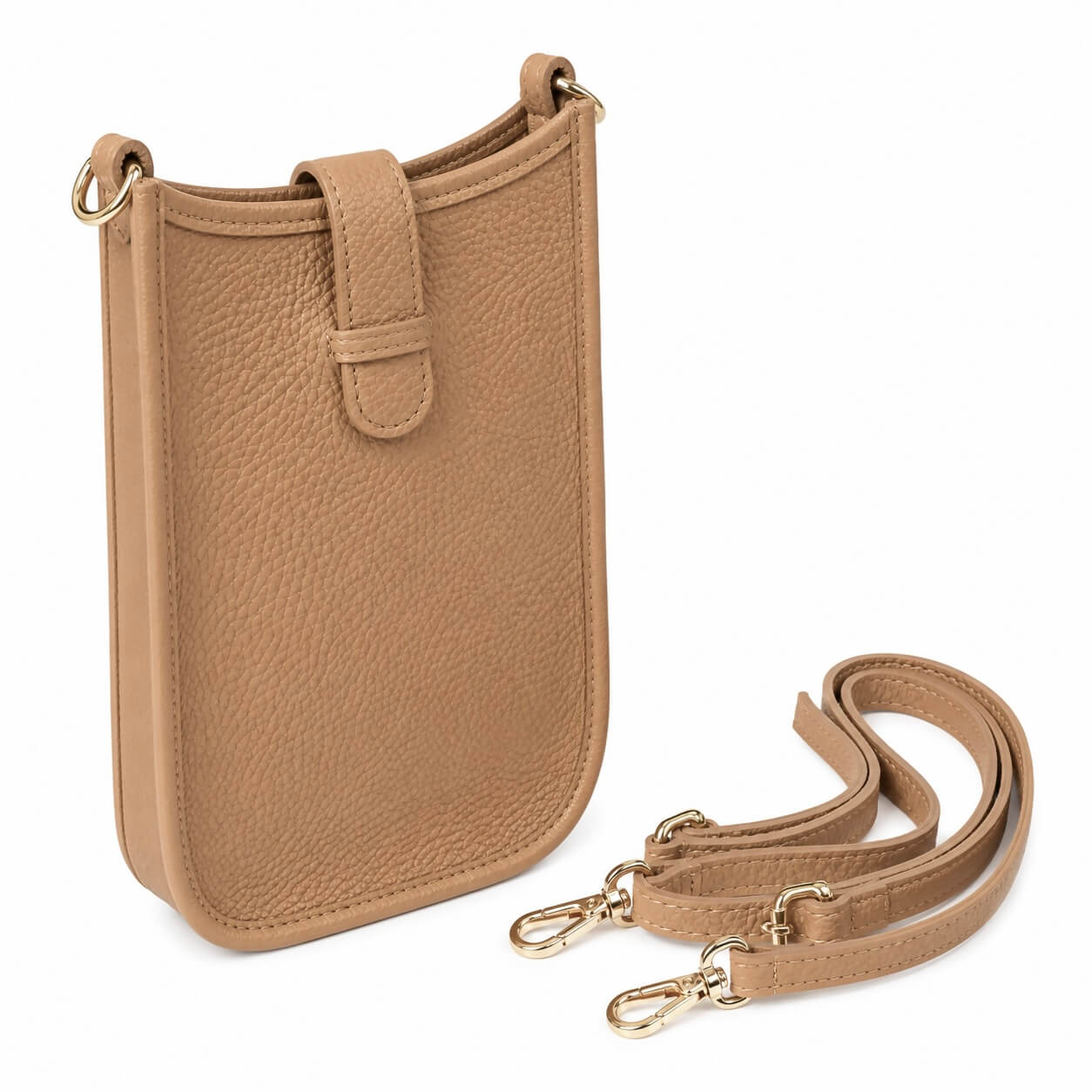 Bag Ambra Beige – Leder Umhängetasche mit abnehmbarem Schulterriemen, Schrägansicht | LiBEAU
