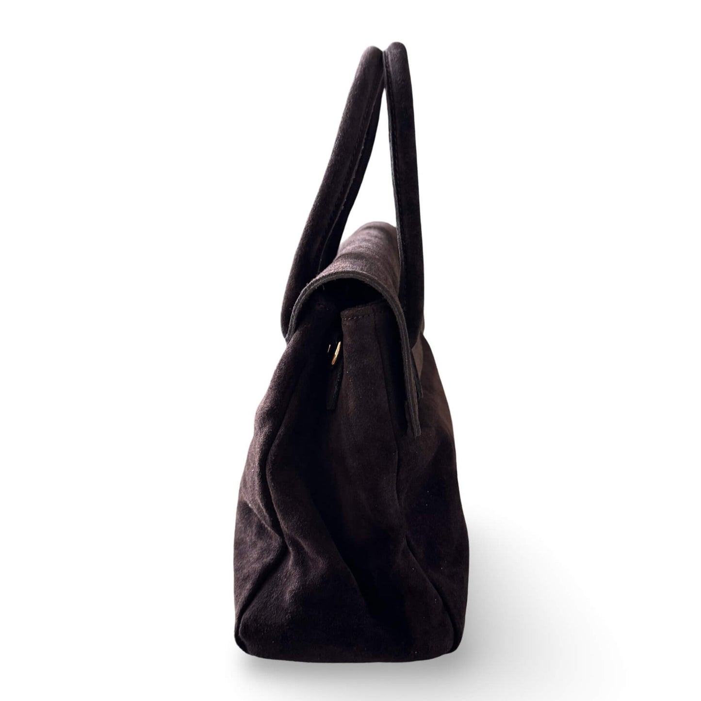 Julienne – Wildleder Tasche Detailansicht Dunkelbraun | LiBEAU

