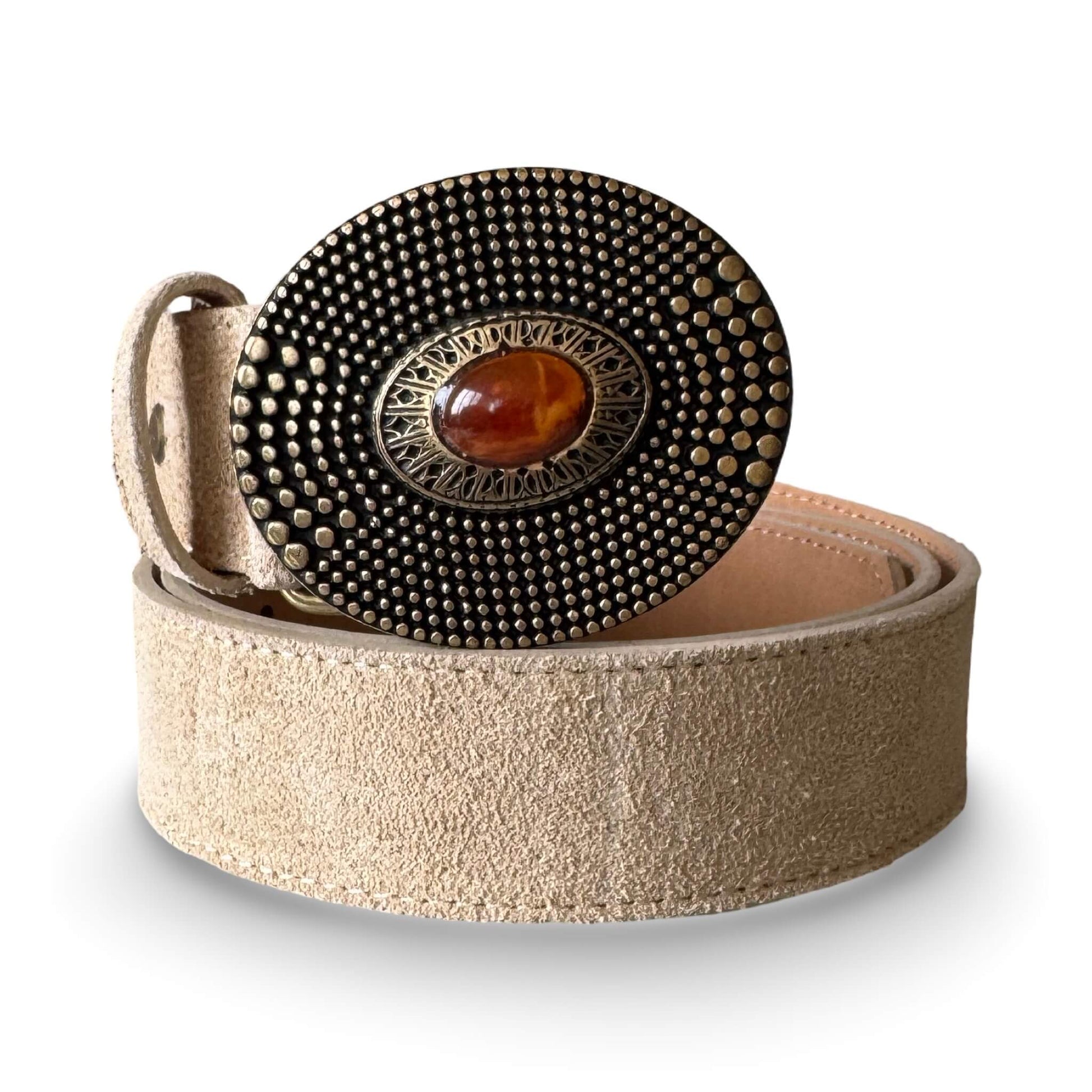 Aura – Wildleder Gürtel mit Metallschnalle in Beige | LiBEAU
