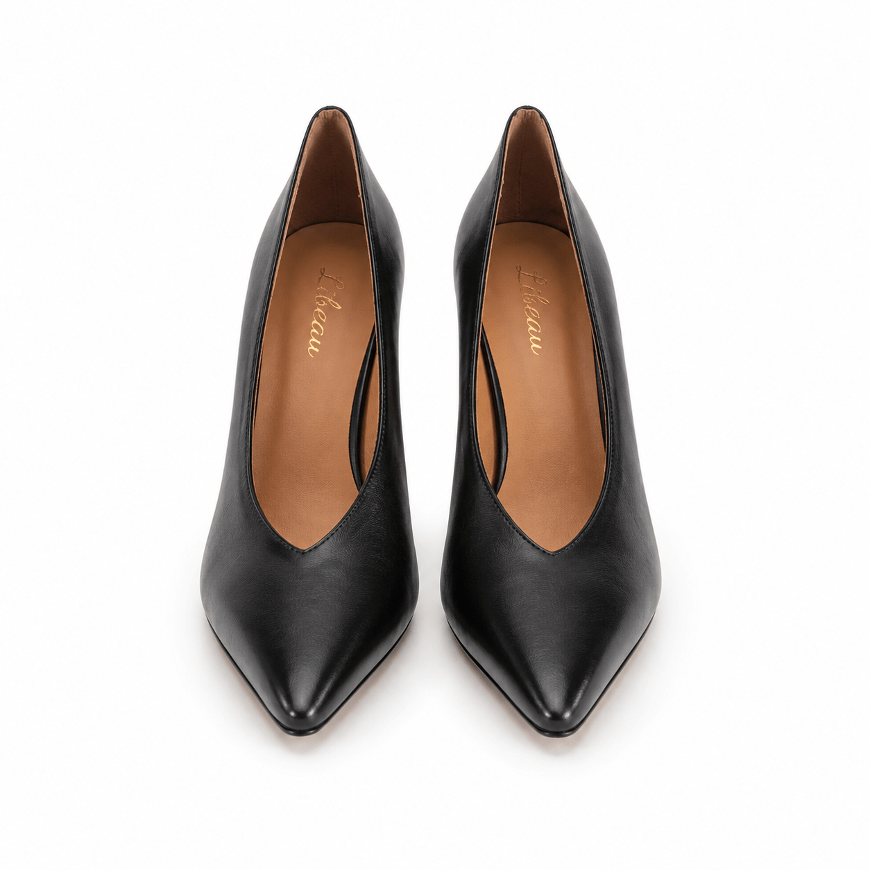 Bianca Pumps Schwarz – Seitenansicht, 8 cm Stiletto-Absatz aus Leder | LiBEAU
