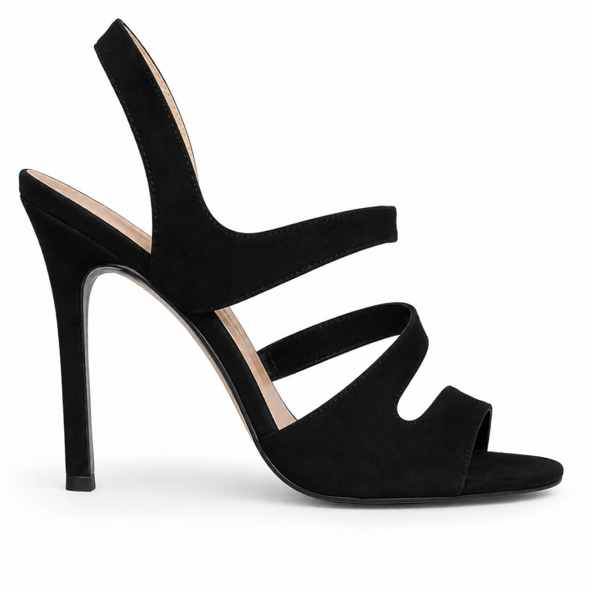 Black Berry Sandals – LiBEAU Damen High Heel Riemchensandalen in Schwarz aus Wildleder/Suede mit 10 cm Absatz, Produktansicht | LiBEAU
