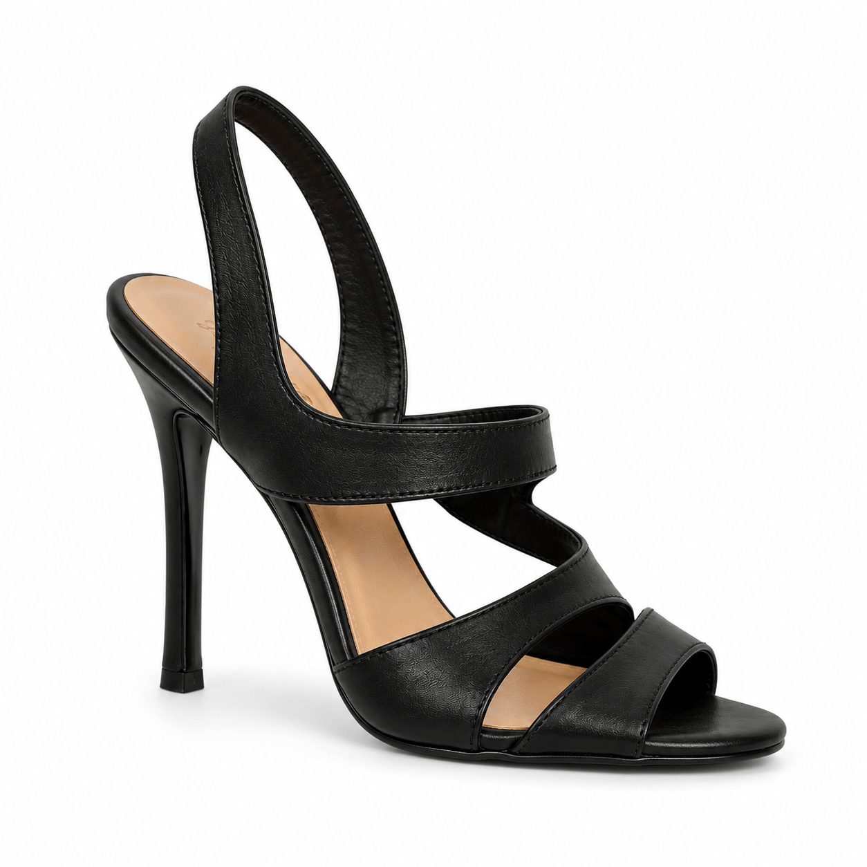 Black Swan Sandals – LiBEAU schwarze Leder-Riemchensandalen seitlich, eleganter 10 cm Stiletto-Absatz, Seitenansicht | LiBEAU
