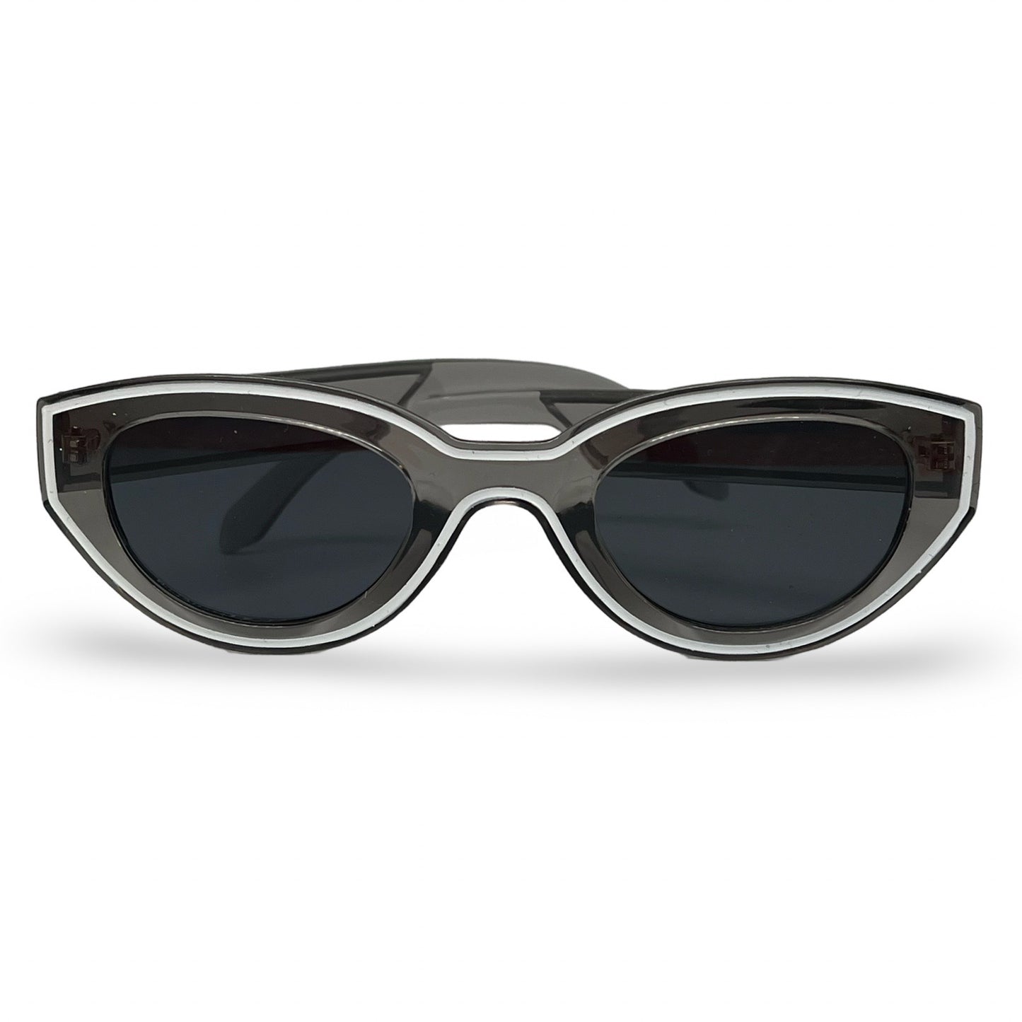 Modebrille Weiß Umrandet Grau – Retro Brille mit weißem Rand in Grau, Frontansicht | LiBEAU
