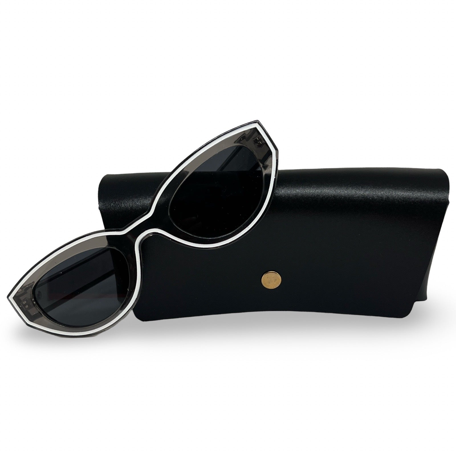 Modebrille Weiß Umrandet Grau – Schmale Retro-Silhouette in Grau, Seitenansicht | LiBEAU
