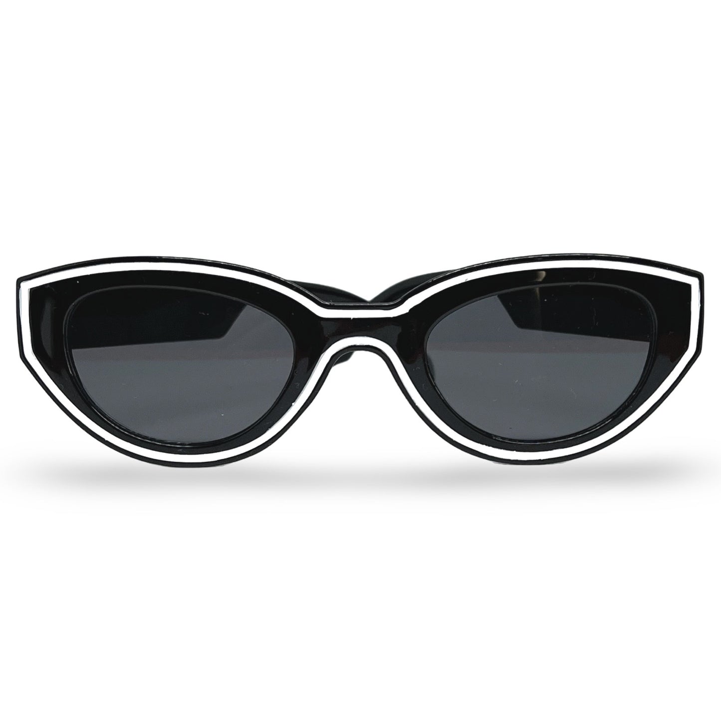 Modebrille Weiß Umrandet Schwarz – Retro Brille mit weißem Rand, Frontansicht | LiBEAU
