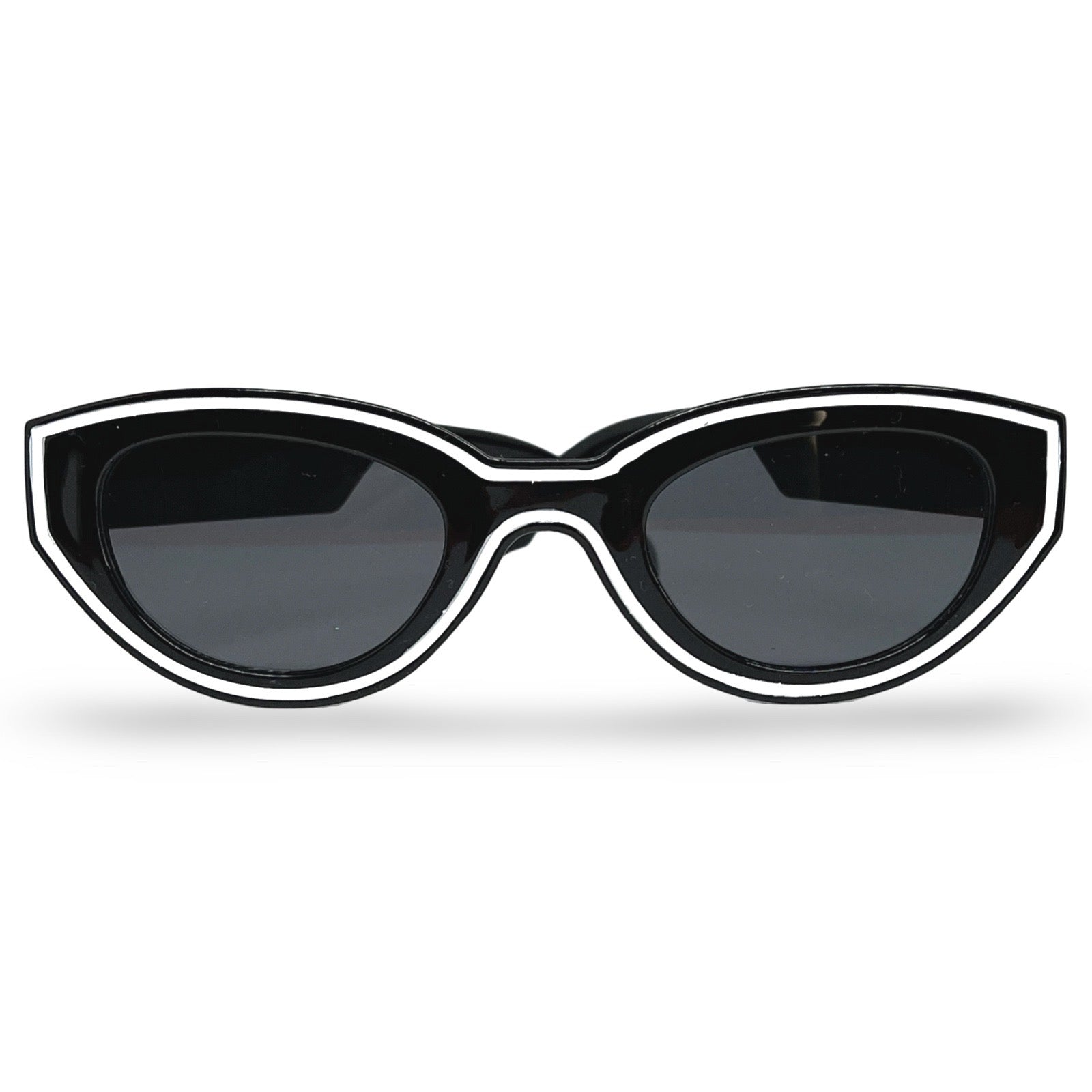 Modebrille Weiß Umrandet Schwarz – Retro Brille mit weißem Rand, Frontansicht | LiBEAU
