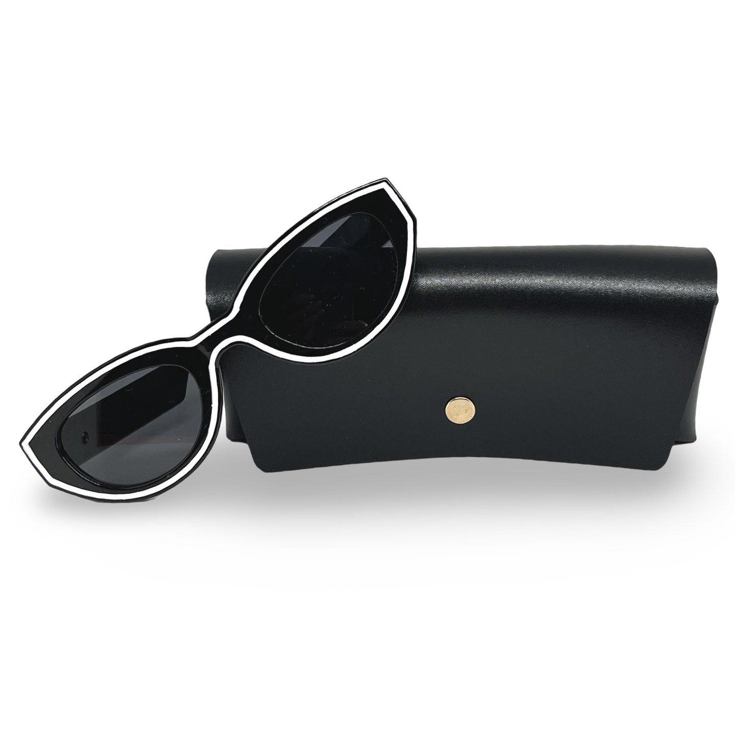 Modebrille Weiß Umrandet Schwarz – Schmale Retro-Silhouette, Seitenansicht | LiBEAU
