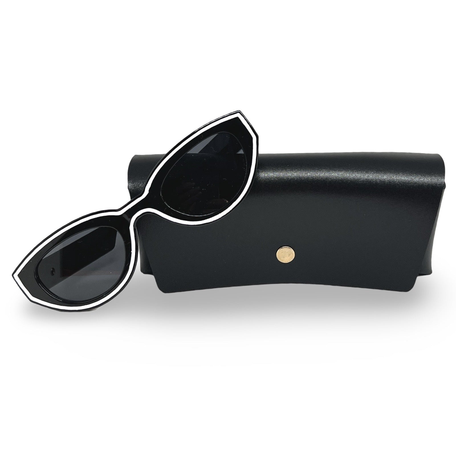 Modebrille Weiß Umrandet Schwarz – Schmale Retro-Silhouette, Seitenansicht | LiBEAU
