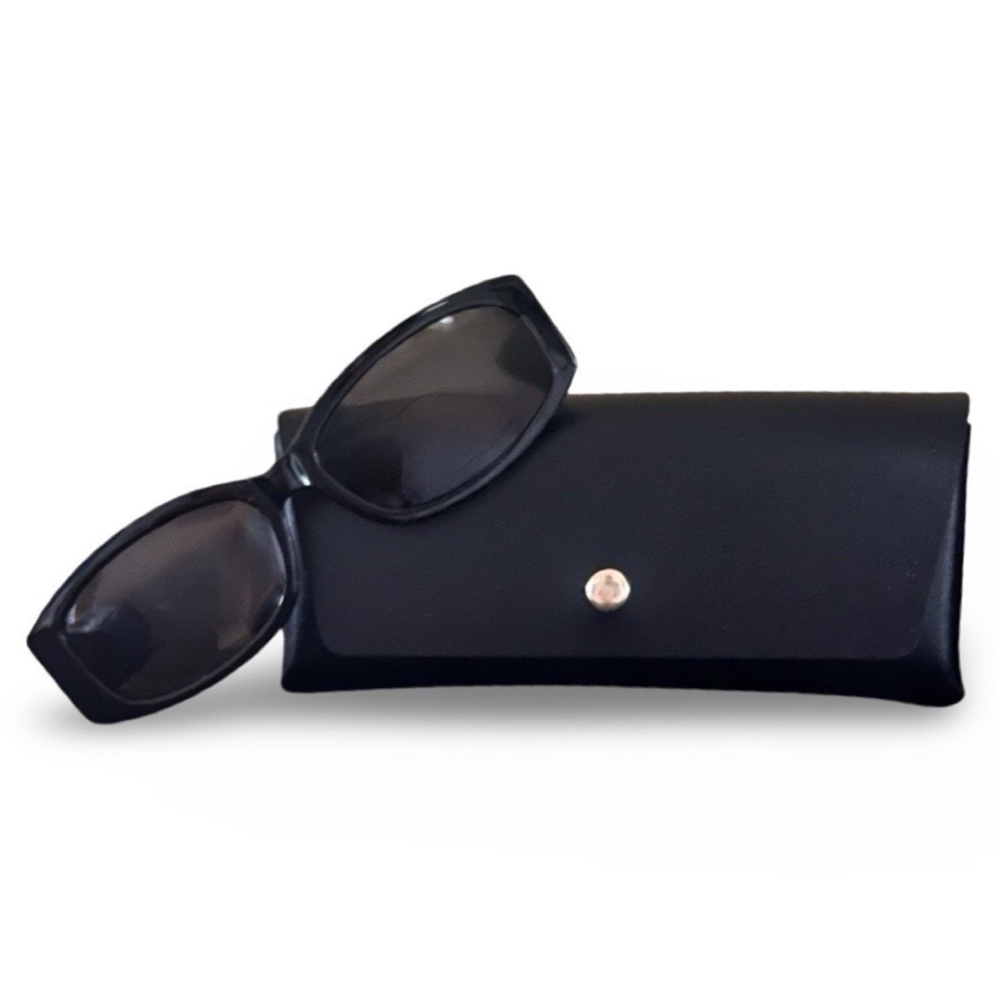 Modebrille Schwarz Rautenmuster – LiBEAU Sonnenbrille schwarz/gold Rautenmuster mit schwarzem Etui, Produktansicht | LiBEAU
