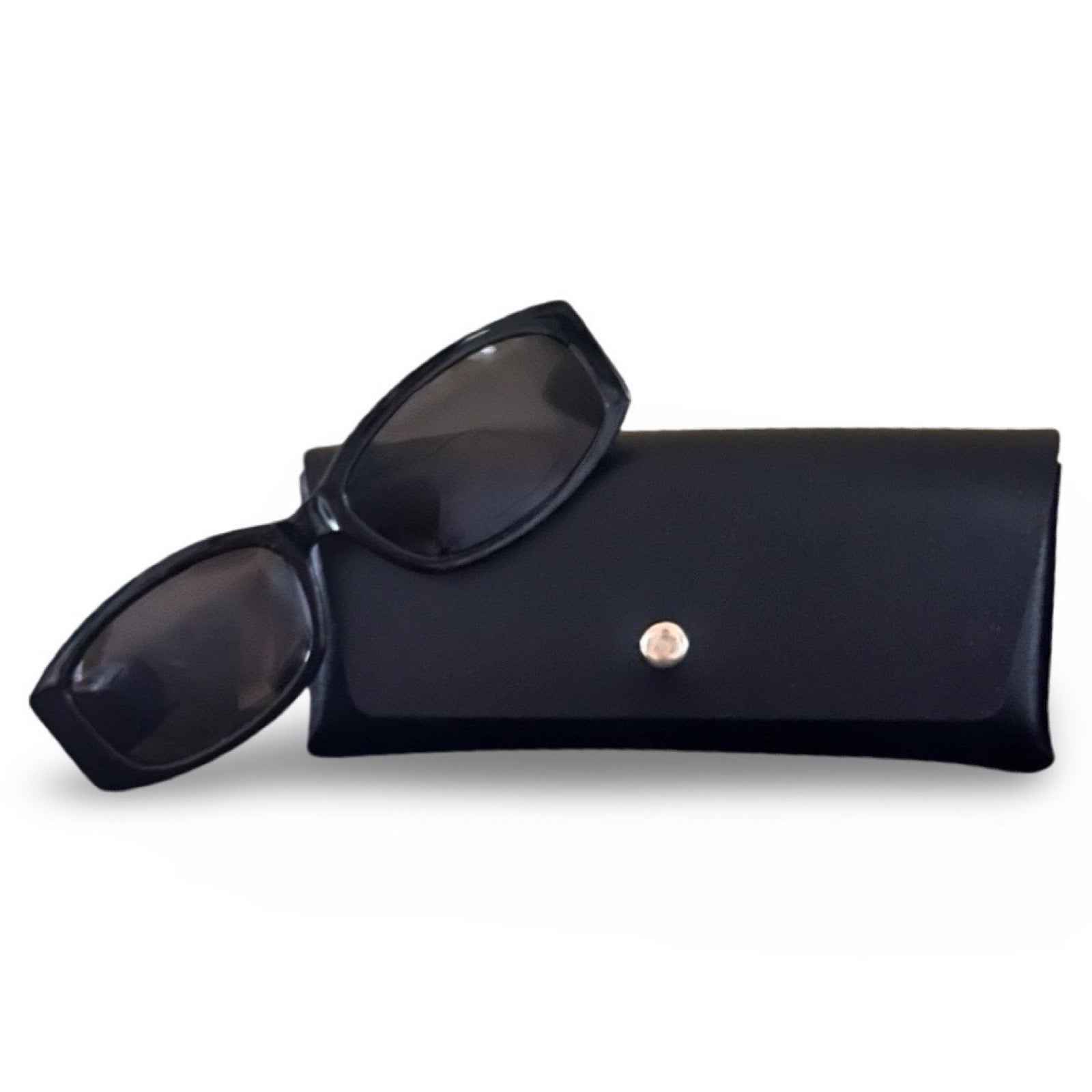 Modebrille Schwarz Rautenmuster – LiBEAU Sonnenbrille schwarz/gold Rautenmuster mit schwarzem Etui, Produktansicht | LiBEAU
