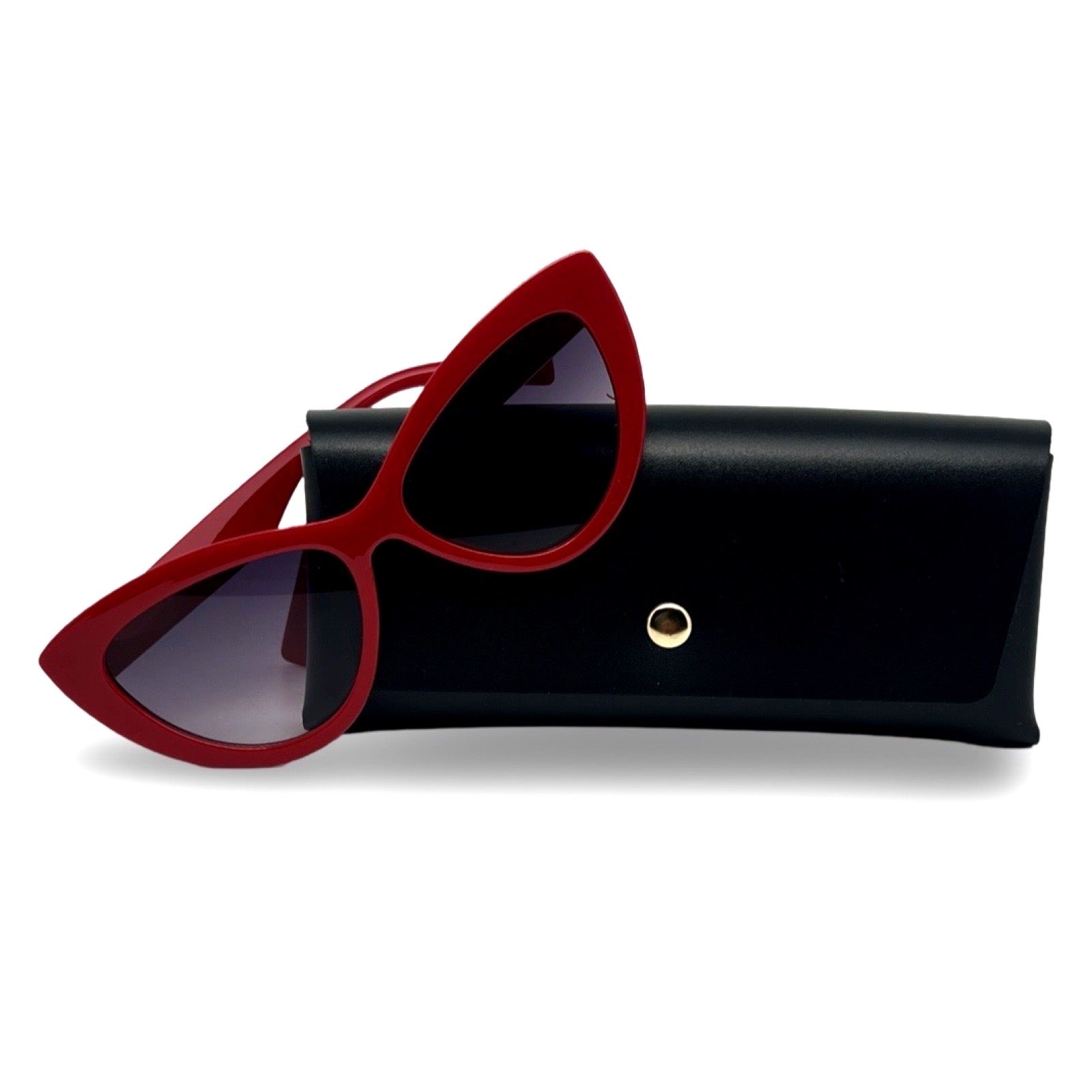 Modebrille Vintage Rot – LiBEAU Sonnenbrille rot vintage mit schwarzem Etui, Produktansicht | LiBEAU
