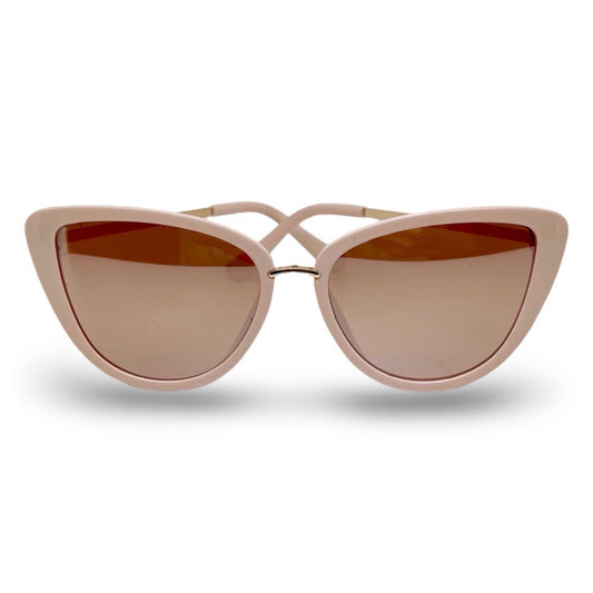 Modebrille Vintage Rosé – LiBEAU Damen Sonnenbrille rosé Cat-Eye-Rahmen mit goldenem Doppelsteg und roségoldenen Spiegelgläsern, Produktansicht | LiBEAU
