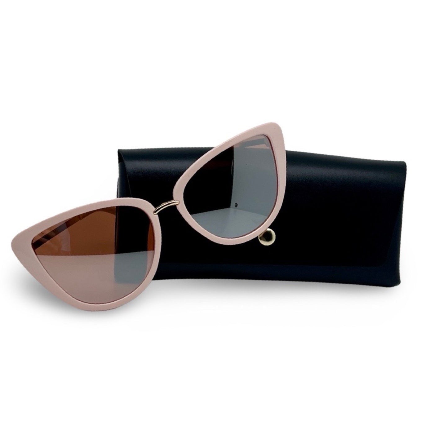 Modebrille Vintage Rosé – LiBEAU Sonnenbrille rosé/roségold mit schwarzem Etui, Produktansicht | LiBEAU
