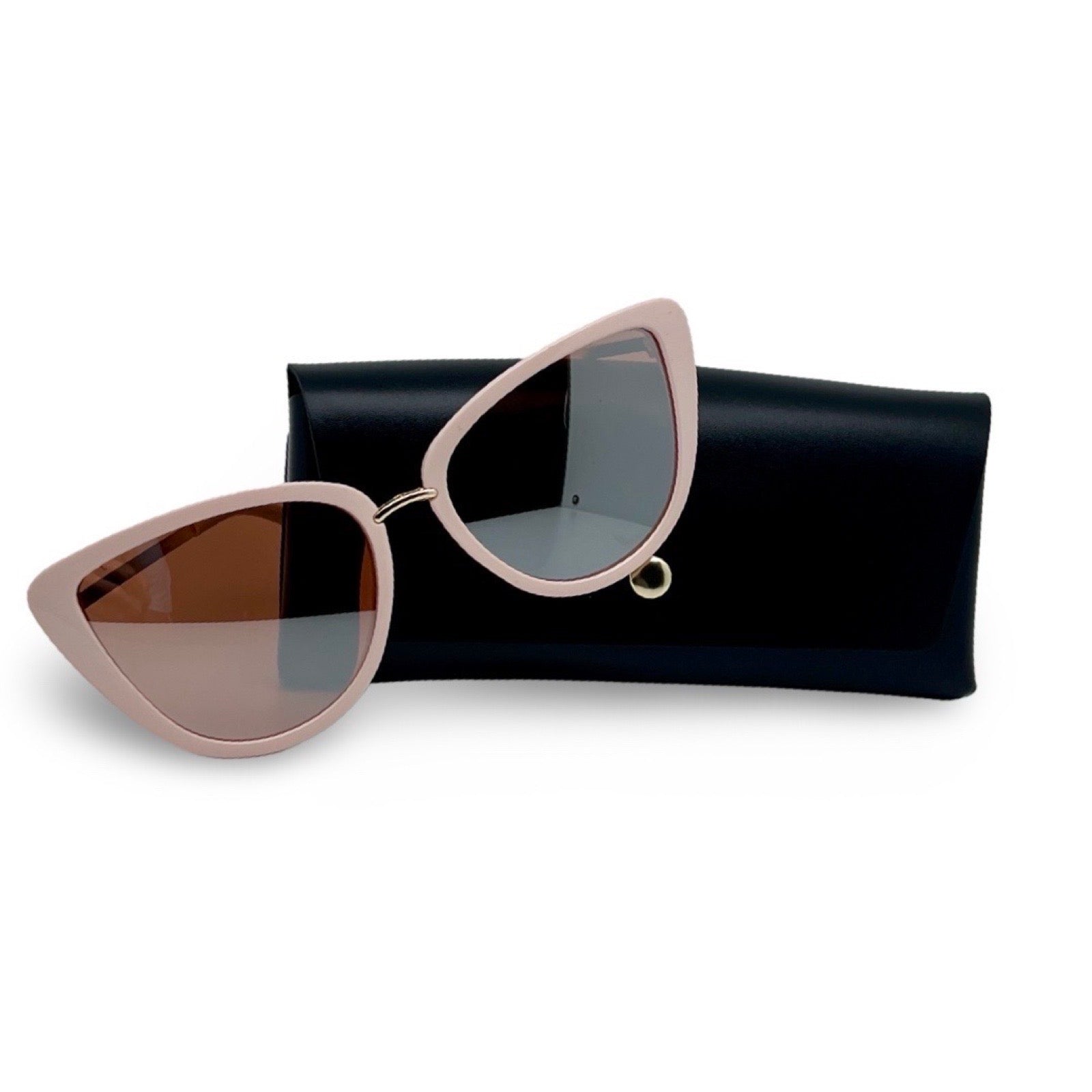 Modebrille Vintage Rosé – LiBEAU Sonnenbrille rosé/roségold mit schwarzem Etui, Produktansicht | LiBEAU
