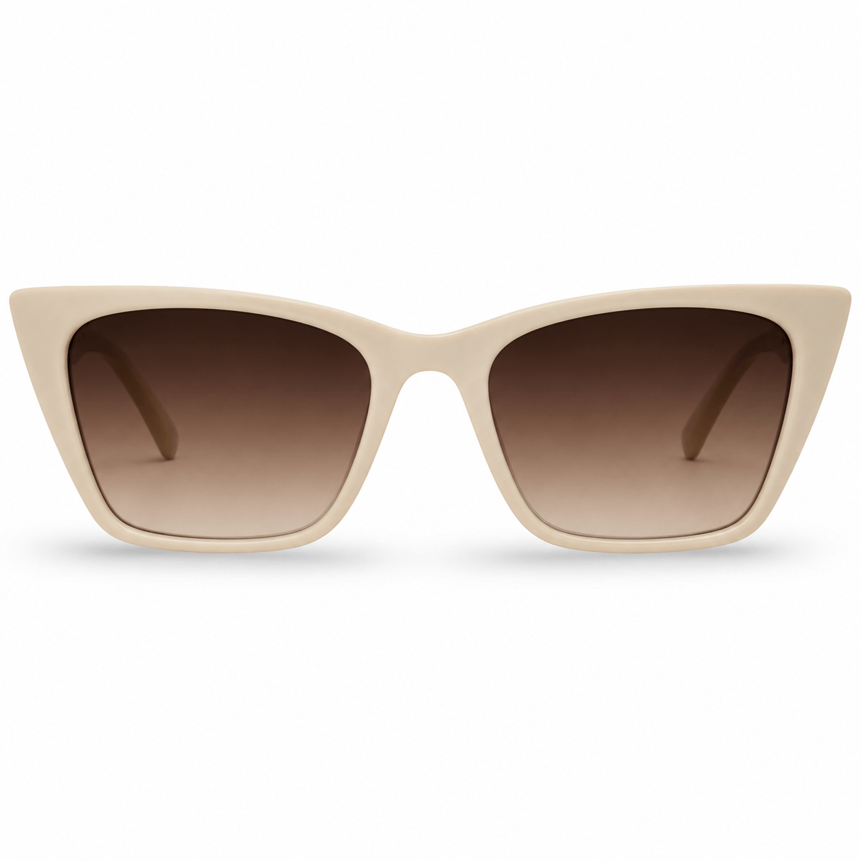 Modebrille Beige – LiBEAU Damen Sonnenbrille matter beige-cremer Rechteckrahmen mit braun verlaufenden Gläsern, Produktansicht | LiBEAU
