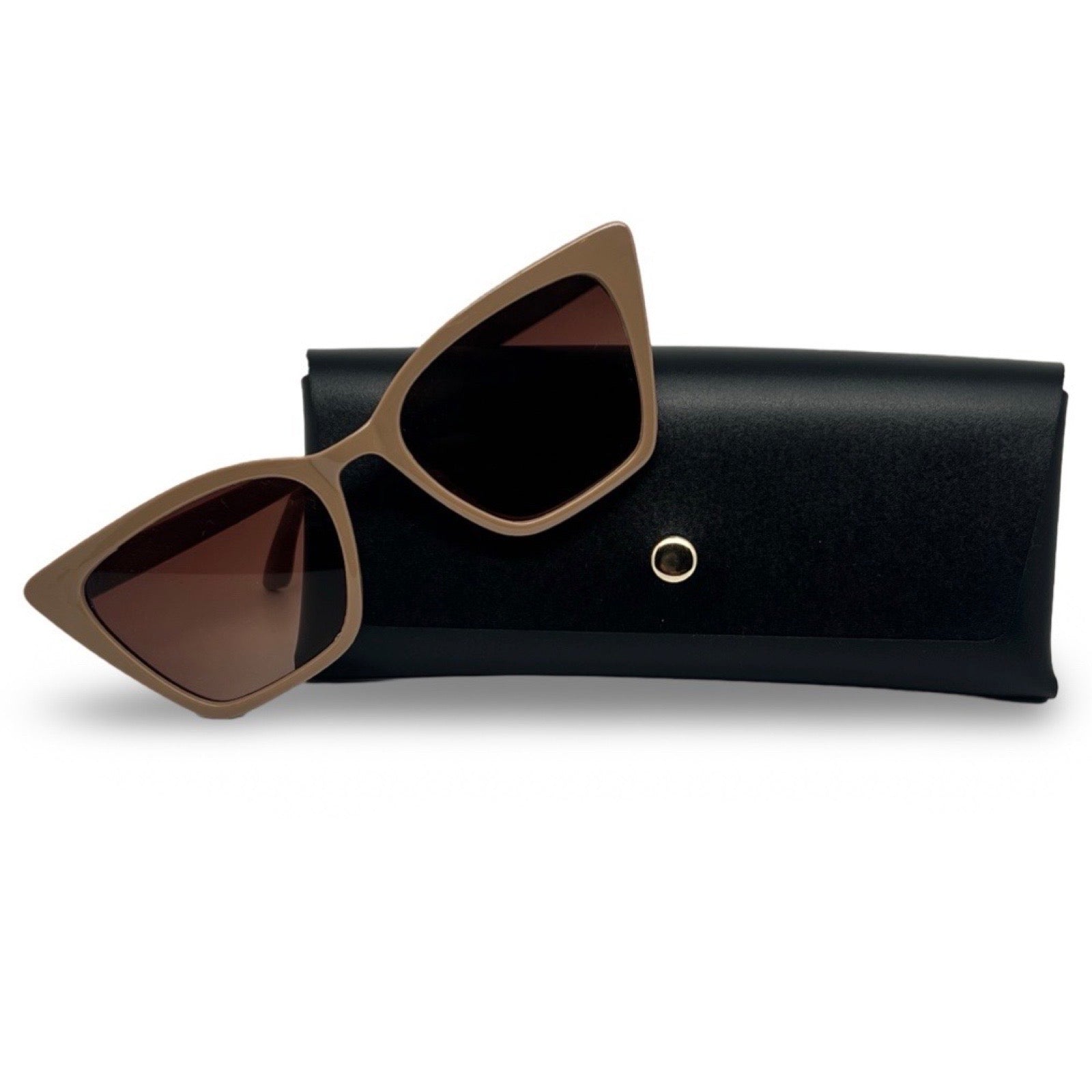 Modebrille Cappuccino – LiBEAU Sonnenbrille cappuccino/taupe mit schwarzem Etui, Produktansicht | LiBEAU
