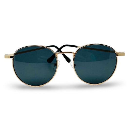 Modebrille Grün Classic – LiBEAU Sonnenbrille runder Goldrahmen mit grünen Gläsern, Produktansicht | LiBEAU
