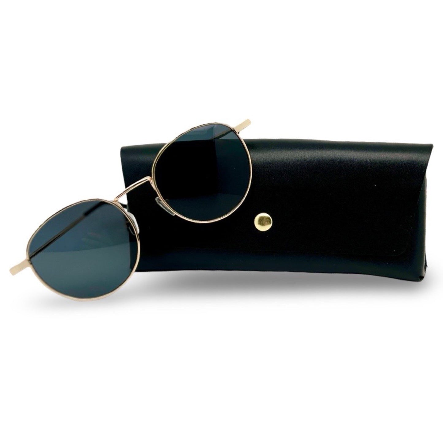Modebrille Grün Classic – LiBEAU Sonnenbrille gold/grün mit schwarzem Etui, Produktansicht | LiBEAU
