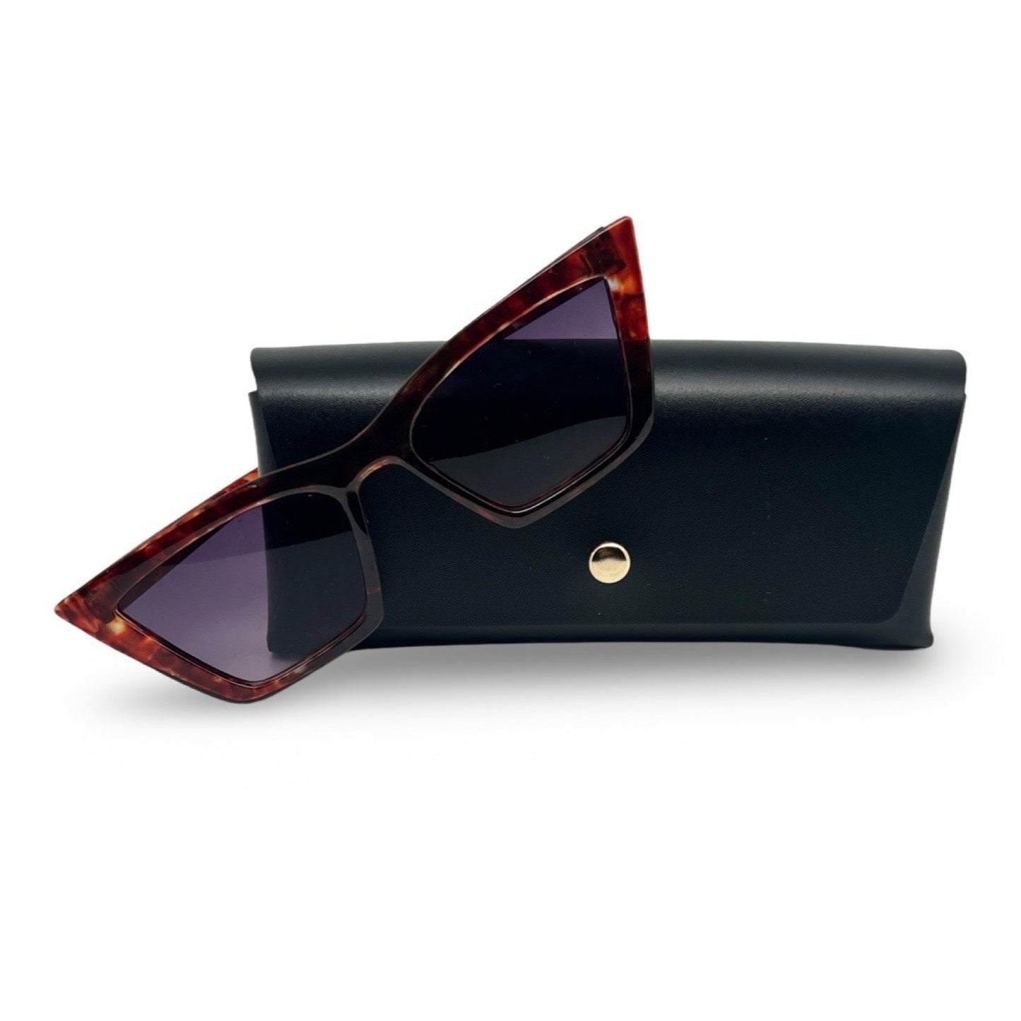 Modebrille Rotbraun – LiBEAU Sonnenbrille Tortoiseshell rotbraun mit schwarzem Etui, Produktansicht | LiBEAU
