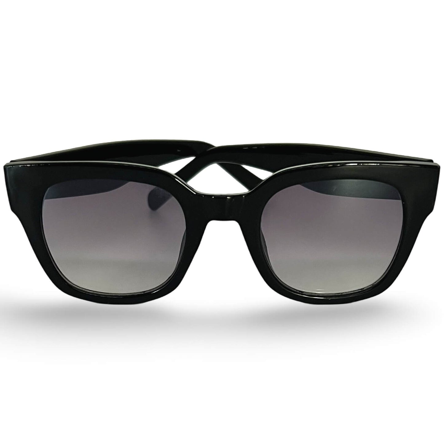 Modebrille Schwarz Eckig – Schwarze Damen Sonnenbrille mit eckigem Rahmen und Verlaufsglas, Frontansicht | LiBEAU
