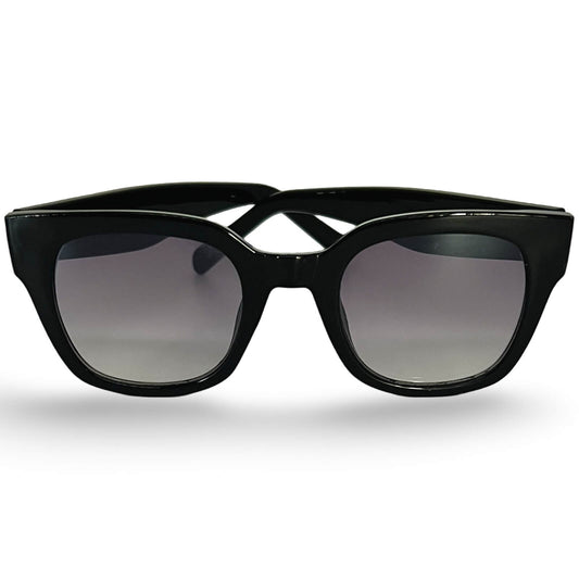 Modebrille Schwarz Eckig – Schwarze Damen Sonnenbrille mit eckigem Rahmen und Verlaufsglas, Frontansicht | LiBEAU
