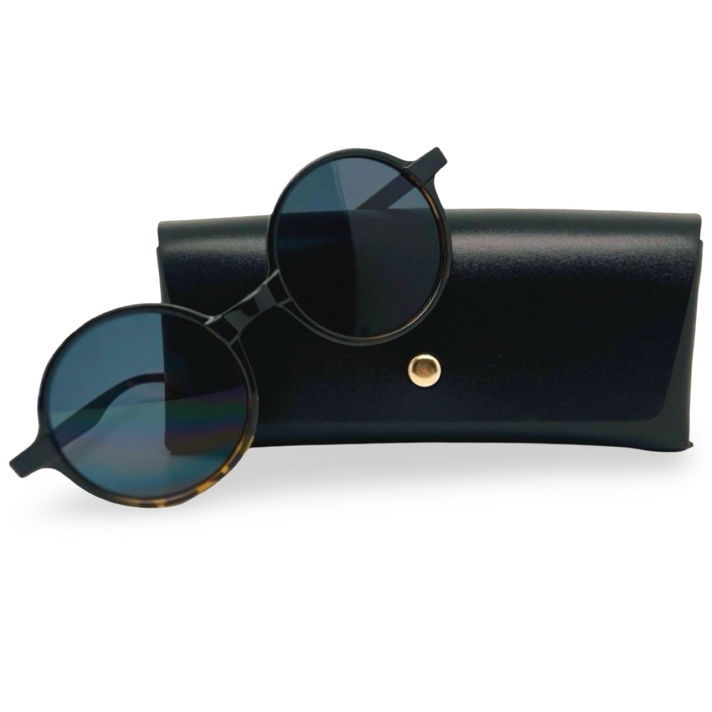 Modebrille Leoprint – LiBEAU Sonnenbrille schwarz leoprint mit schwarzem Etui, Produktansicht | LiBEAU
