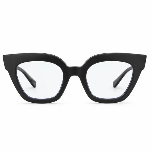 Modebrille Schwarz Retro – Oversized Rechteckrahmen mit Klargläsern