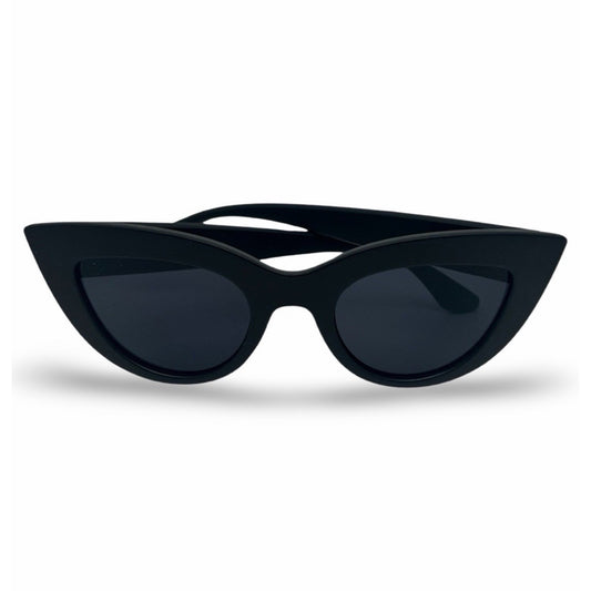 Modebrille Retro Schwarz Matt – Damen Sonnenbrille mit mattem schwarzen Retro-Rahmen, Frontansicht | LiBEAU
