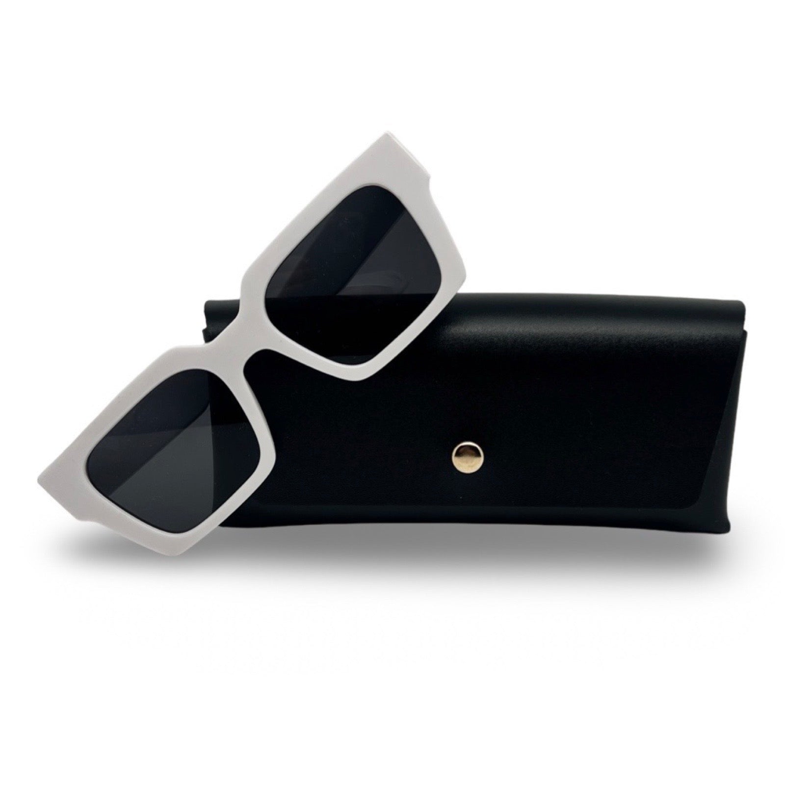 Modebrille Weiß Classy – LiBEAU Sonnenbrille weiß mit schwarzem Etui, Produktansicht | LiBEAU

