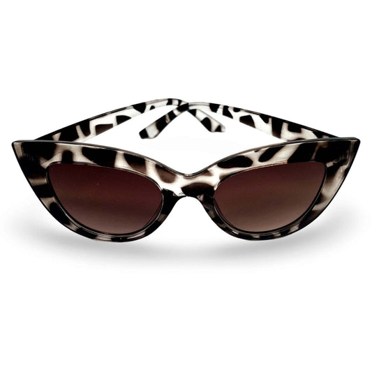 Modebrille Vintage Animal Print – Cat-Eye Damen Brille im Beige-Schwarz-Weiß Animal Print, Frontansicht | LiBEAU
