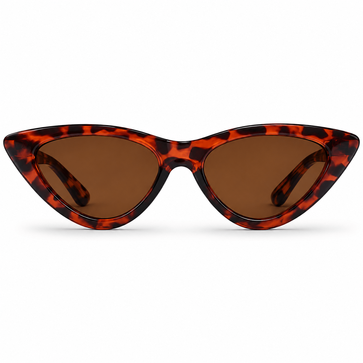Modebrille Cat-Eye Rotbraun – LiBEAU Damen Sonnenbrille rotbraunes Leoprint-Muster mit spitzer Cat-Eye-Form und bernsteinfarbenen Gläsern, Produktansicht | LiBEAU
