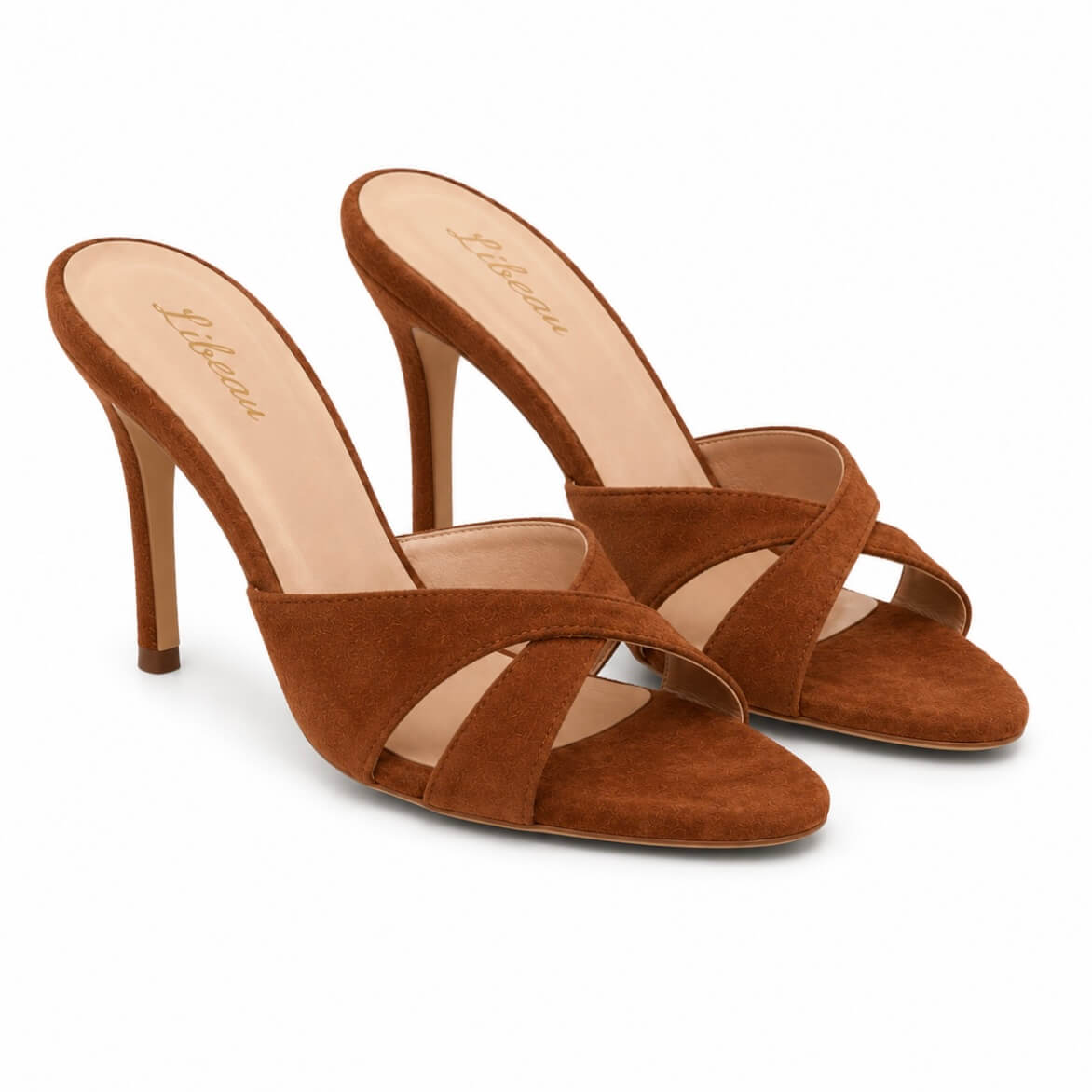 Cecile Mules Cognac – Detailansicht Wildleder & Innensohle | LiBEAU
