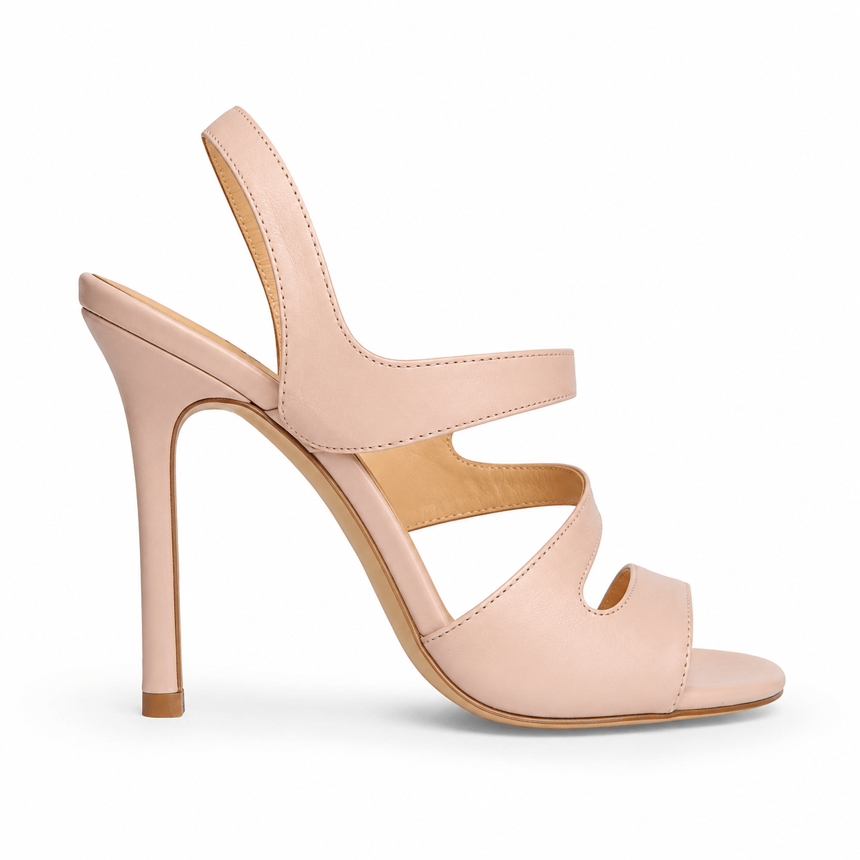 Champagner Rosé Sandals – LiBEAU Damen High Heel Riemchensandalen in Nudé-Rosé aus Leder mit 10 cm Absatz, Produktansicht | LiBEAU
