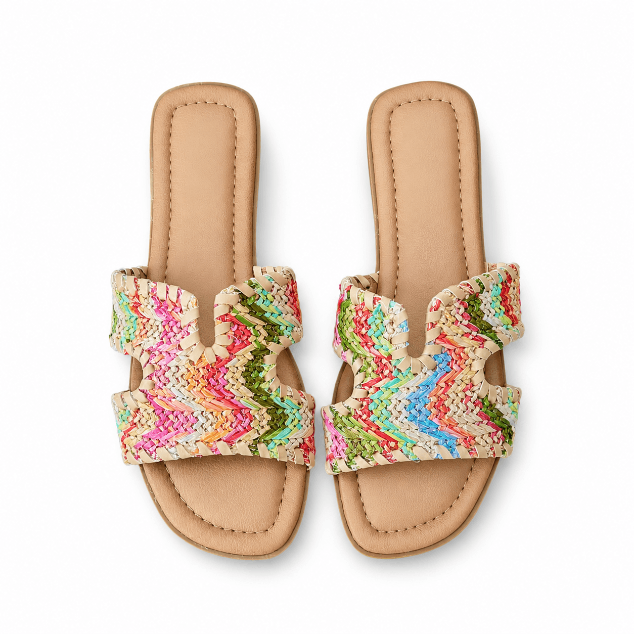 Cora Slipper – Bunte Bast-Slipper Pasteltöne Hauptansicht, flach & leicht | LiBEAU
