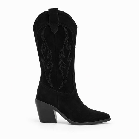 Dakota Boots Schwarz Wildleder – Seitenansicht Western Stiefel | LiBEAU
